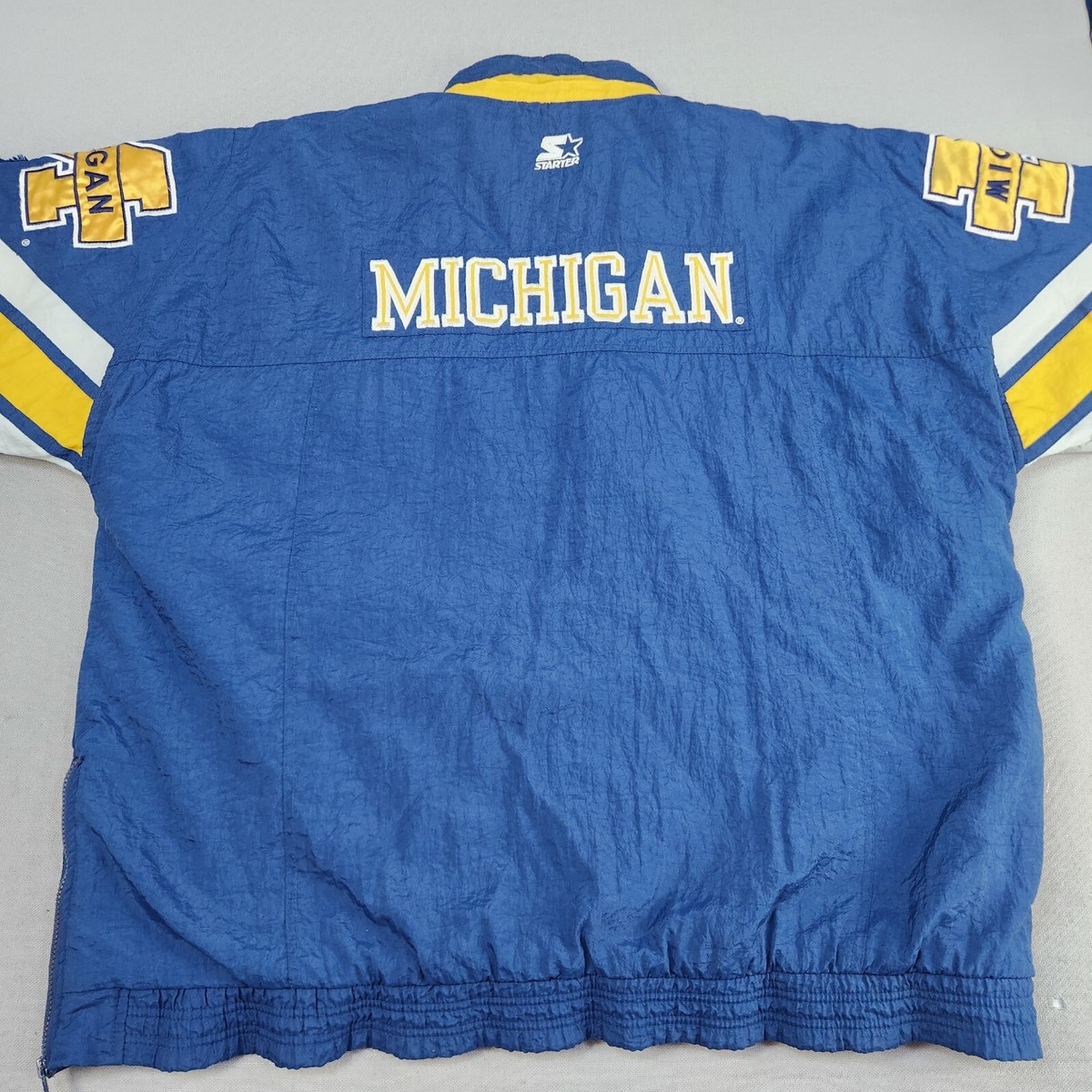 Michigan Wolverines Starter Jacket Mens 2XL Blue Vintage Football