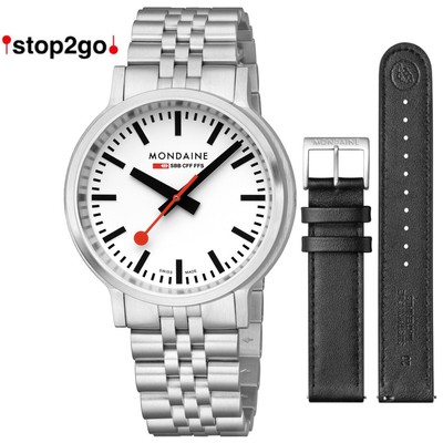 Mondaine MST.4101B.SJ Men's Wrist Watch stop2go Backlight Sapphire, 1 5/8in