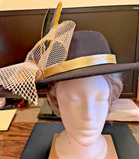 Handmade Kentucky Derby Style Hat - Black and Gold