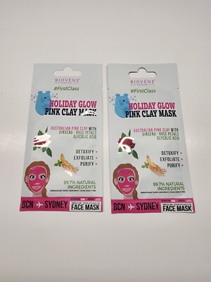 BIOVENE FIRST CLASS  HOLIDAY GLOW PINK CLAY MASK 2 Pack