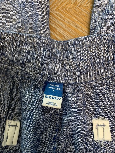 Old Navy Light Blue Linen Blend Wide Leg CroppedPants Waist 36” Inseam 25” Large - Bild 2 von 7