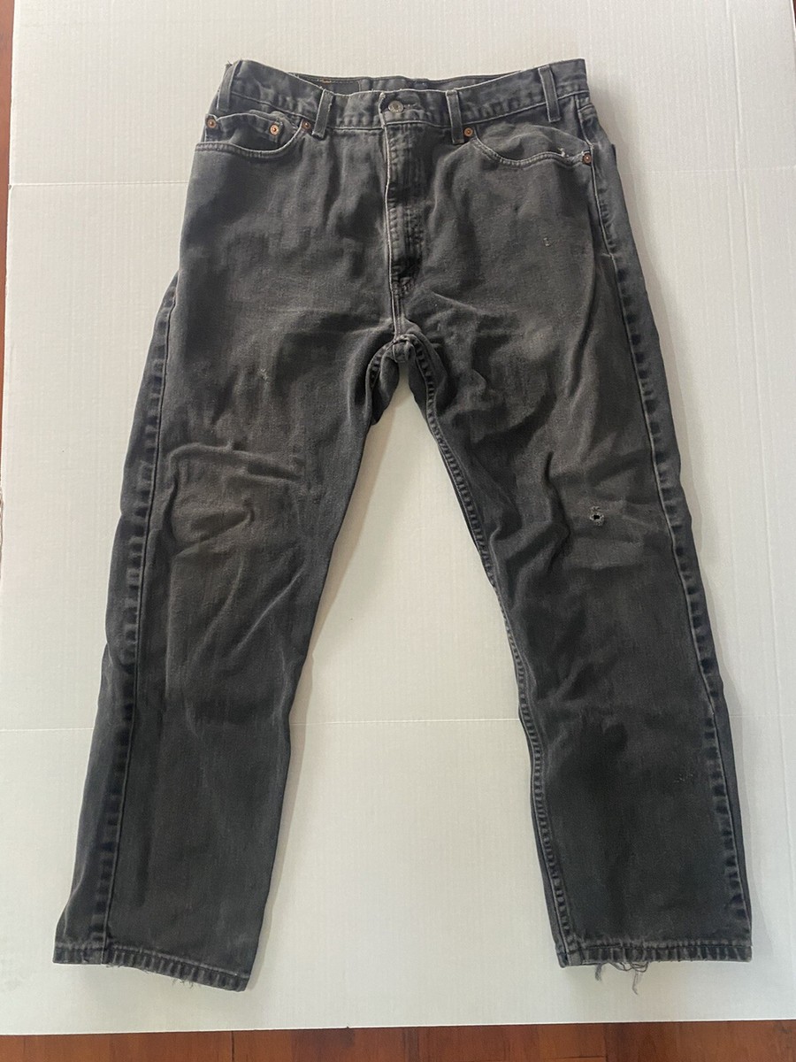 Levis 505 Jeans Mens 36x30 Black Denim Straight Dark Wash Levis 505 Jeans Mens 36x30 Black Denim Straight Dark Wash