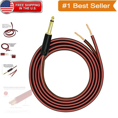Durable 16.4FT TS Plug Audio Cable with Bare Wire Ends for Guitars & Mic Use
