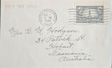 1948 Canada Parliament Buildings Otawa Stamp 4c FDC Niagara Falls to Hobart Tas