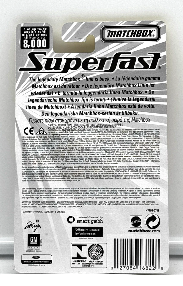 Matchbox Superfast 2005 Hummer H3 Yellow SUV ROW International New - Image 2 of 4