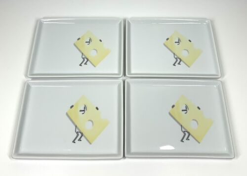 CB2 Crate and Barrel Swiss Cheese Oliver 2011 Appetizer Plates SET of 4 - Picture 2 of 7