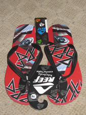 Reef Graphic Rubber Flip Flop Sandals Red Black Men's Size 10 NEW 2008