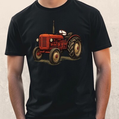 Mens Classic Tractor Motif Cotton T-Shirt Size XS to 5XL