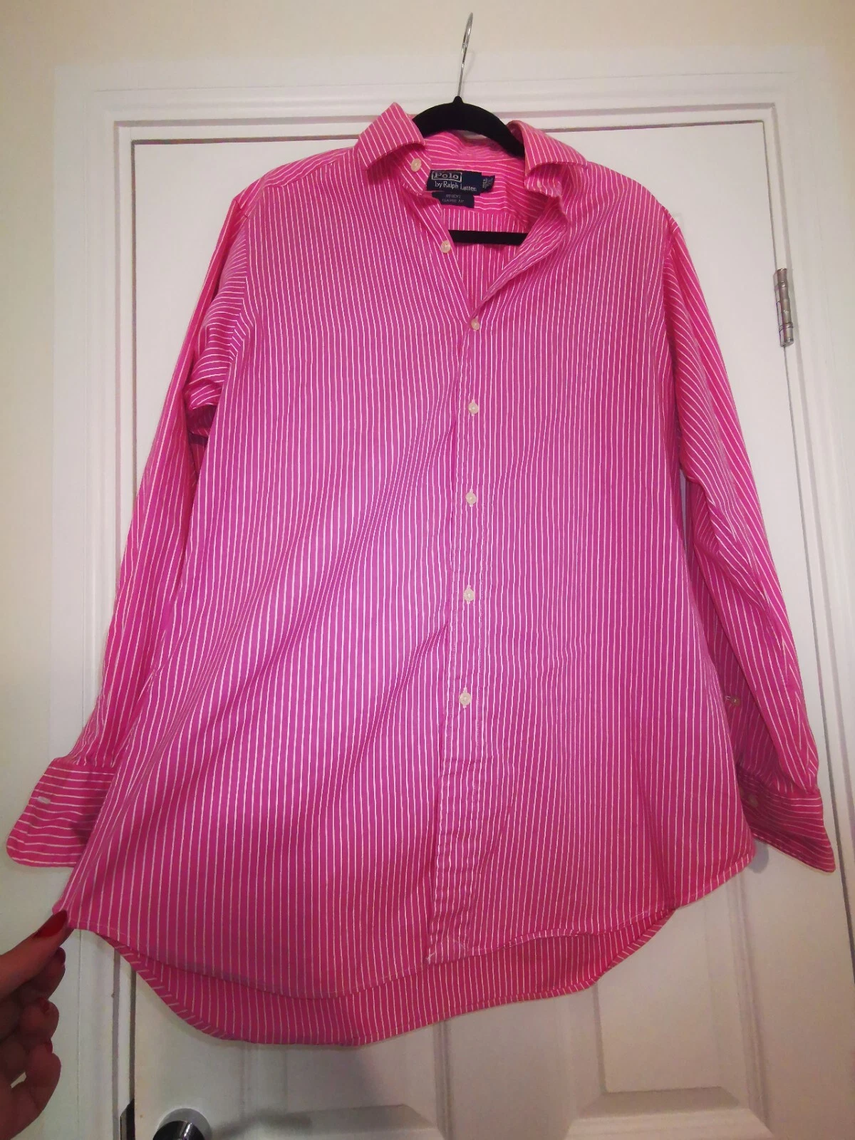 Ralph Lauren Polo Pink And White Men's Shirt 15.5 Inch Neck