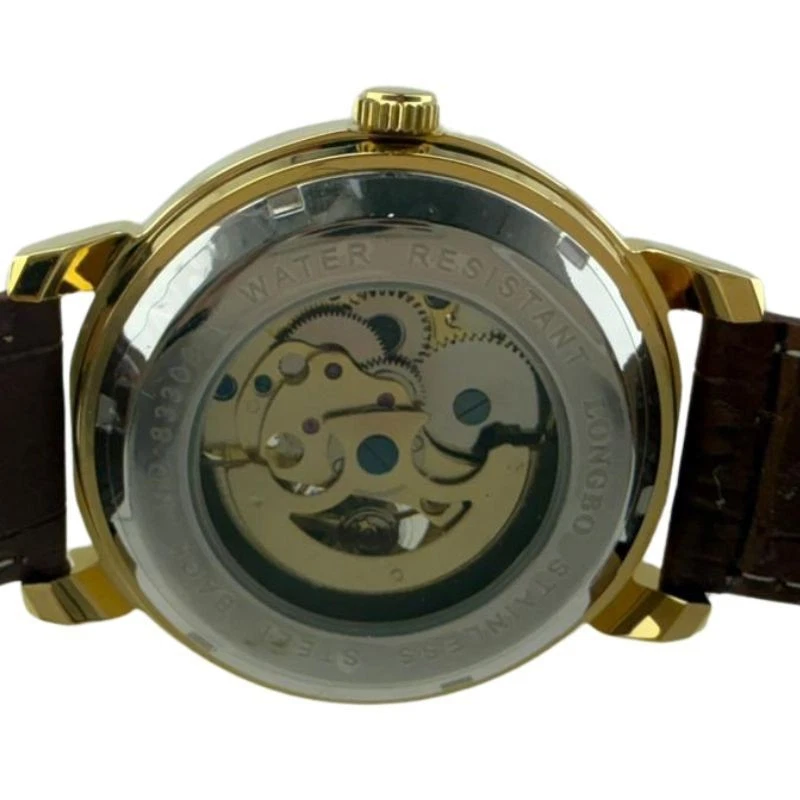 Reloj Longbo Automático Hombre con Correa de Cuero - Dorado/Marrón Foto 4 de 4