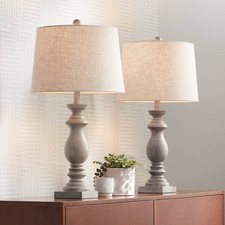 Traditional Table Lamps 26 1/2" High Set of 2 White Washed Bedroom Living Room