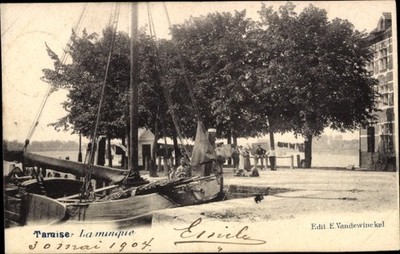 Ak Tamise Temse Temsche Ostflandern, Hafenansicht, Boote, Bäume,... - 4801765