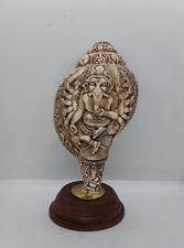 Grande Conchiglia Cerimoniale Hindu Del Sacerdote 21 Dio Ganesha Elefante, LG