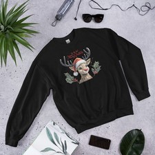 Christmas Reindeer Sweatshirt  Cozy Holiday Jumper  Cute Winter Gift  Unisex
