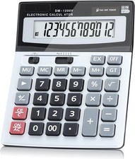Desktop Calculator 12-Digit with Extra Large LCD Display, Big Buttons Grey 