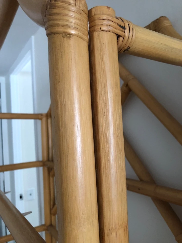 MCM твердого ротанга трости и стекла Etagere винтажный редкая - Изображение 2 из 2