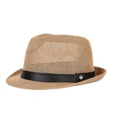 Straw Fedora Hats for Men Women Packable Summer Cuban Trilby Roll Up Brown