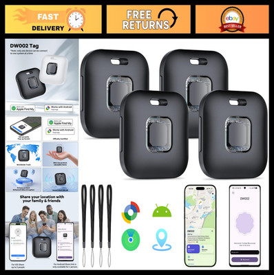Smart Tracker Tags 4-Pack - Compatible with Apple Find My & Android - Key, Bag,