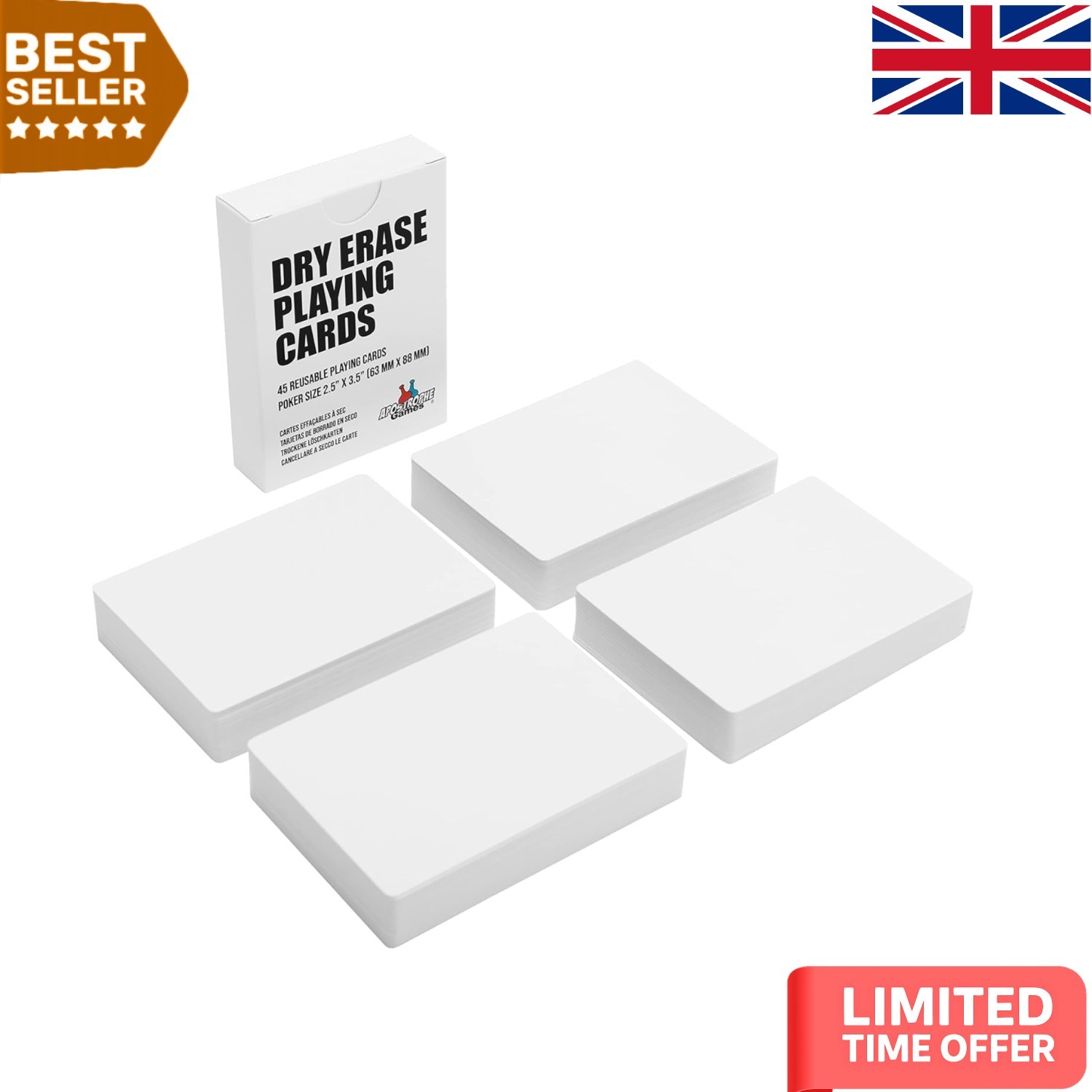 180 Dry Erase Blank Playing Cards - Reusable Poker Size Study and Game Cards