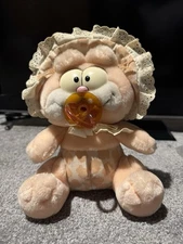 Rare 1978 Vintage Garfield Babykins Stuffed Plush With Pacifier - Peach Color 