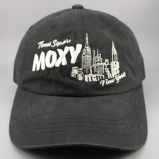 Moxy Hat Cap Mens Black White NYC Skyline Times Square Distressed Dad Adjustable