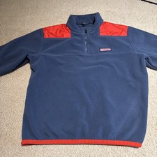 VINEYARD VINES Red/Blue Harbor Quarter-Zip Pullover Fleece Men's Size Medium