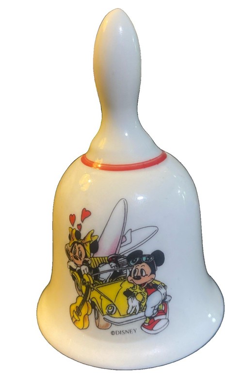 VTG double sided  Reutter W. Germany Porcelain Disney Mickey & Minnie Mouse Bell