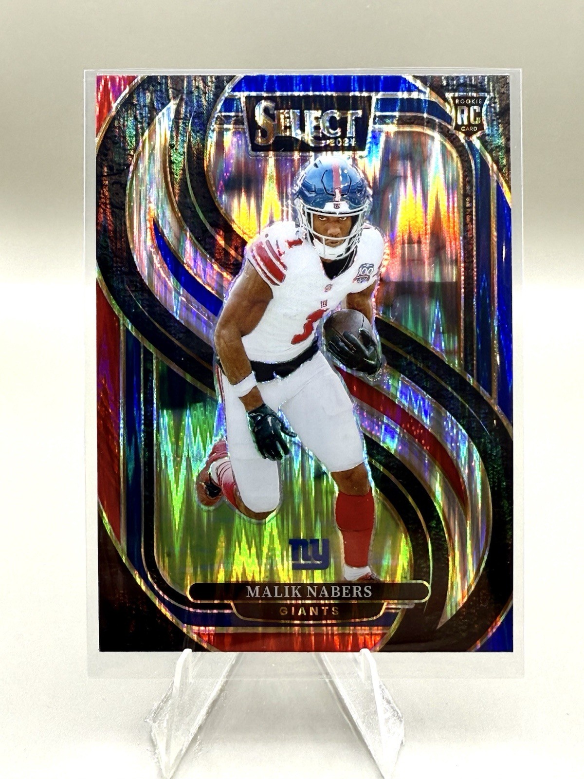 2024 Select Malik Nabers Premier RC Red and Blue Prizm Shock #116