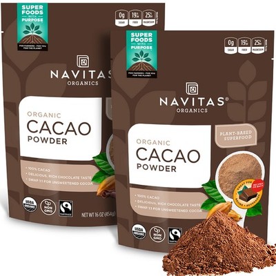 Cacao Powder, 16 oz. Bags (Pack of 2)   Organic, Non-GMO, Fair Trade, Gluten-...
