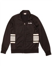 DIADORA Mens Tracksuit Top Jacket Medium Black Colourblock Polyester CH11