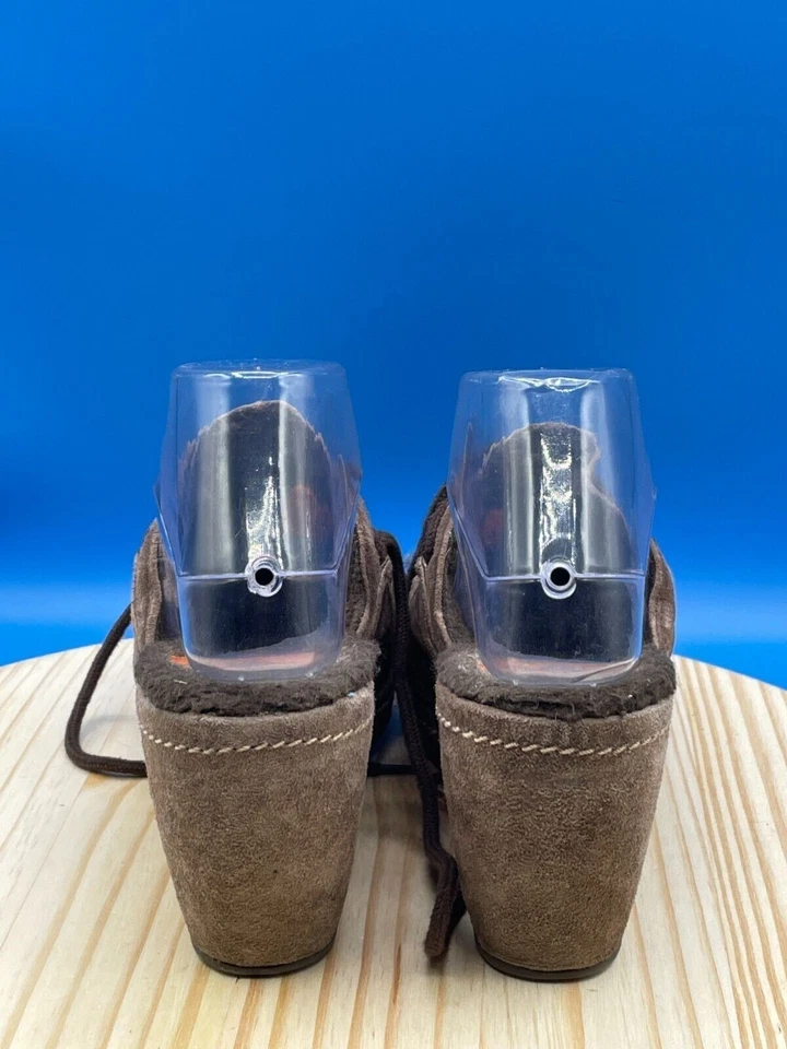 Rocket Dog Mule 木屐鞋女式 7 码棕色麂皮绒毛皮衬里厚底鞋跟 — 第 3/4 张图片