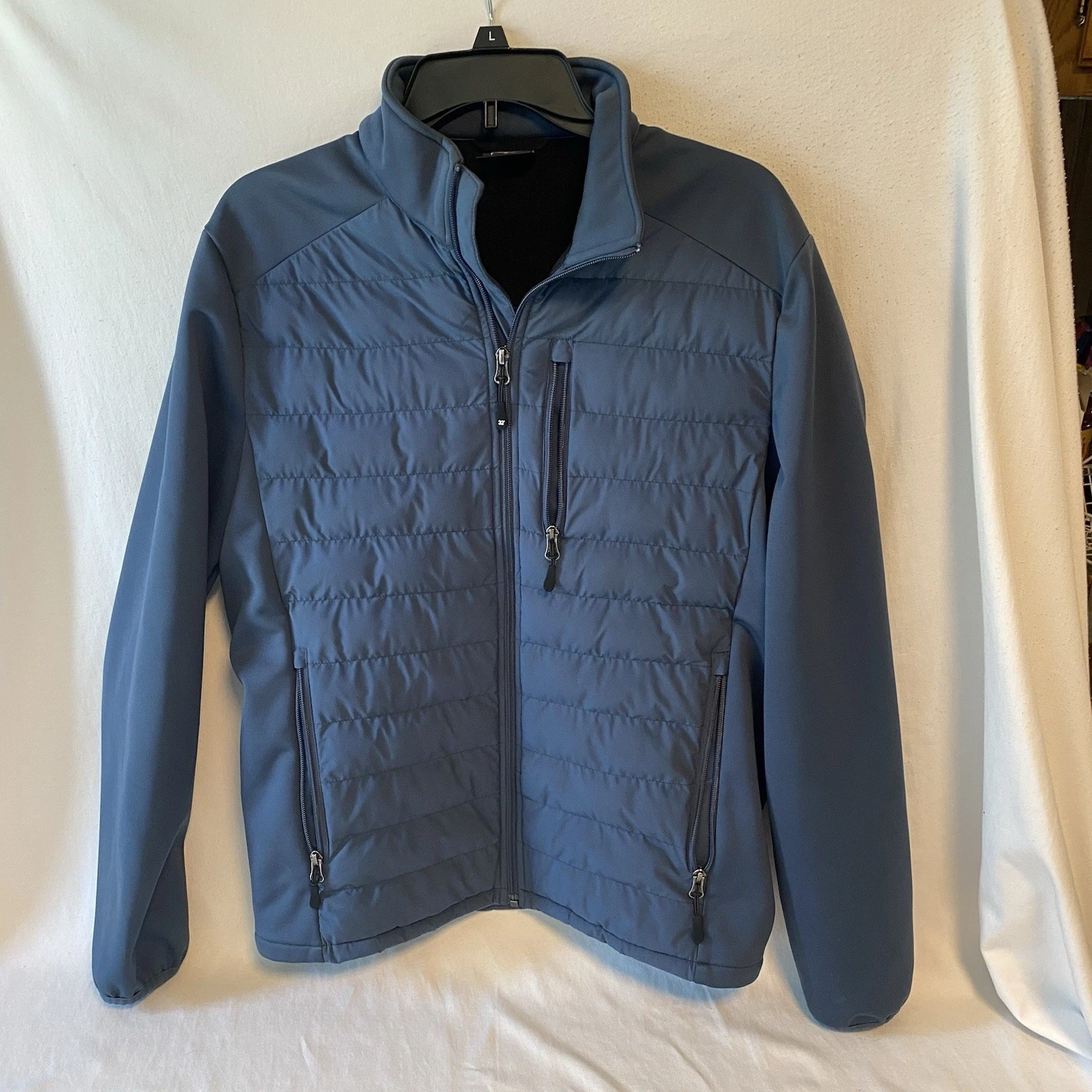 32 Degrees Heat Mens Winter Jacket Zipper Cloudfill Insulation Blue 21”Armpit-AP
