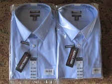 2 KIRKLAND SIGNATURE MENS BLUE TAILORED FIT DRESS SHIRTS SZ 20/3X NEW FREE SHIP