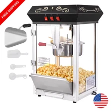 850W Commercial Popcorn Maker 8oz Kettle Countertop Popper Machine 48 Cups