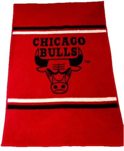 NBA Chicago Bulls Biederlack Blanket Throw Red Black Size 54”x 77” Vntg USA