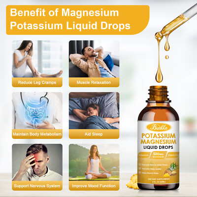 Magnesium Glycinate Supplement Liquid Drops Ultra Concentrated 1500MG 60ML