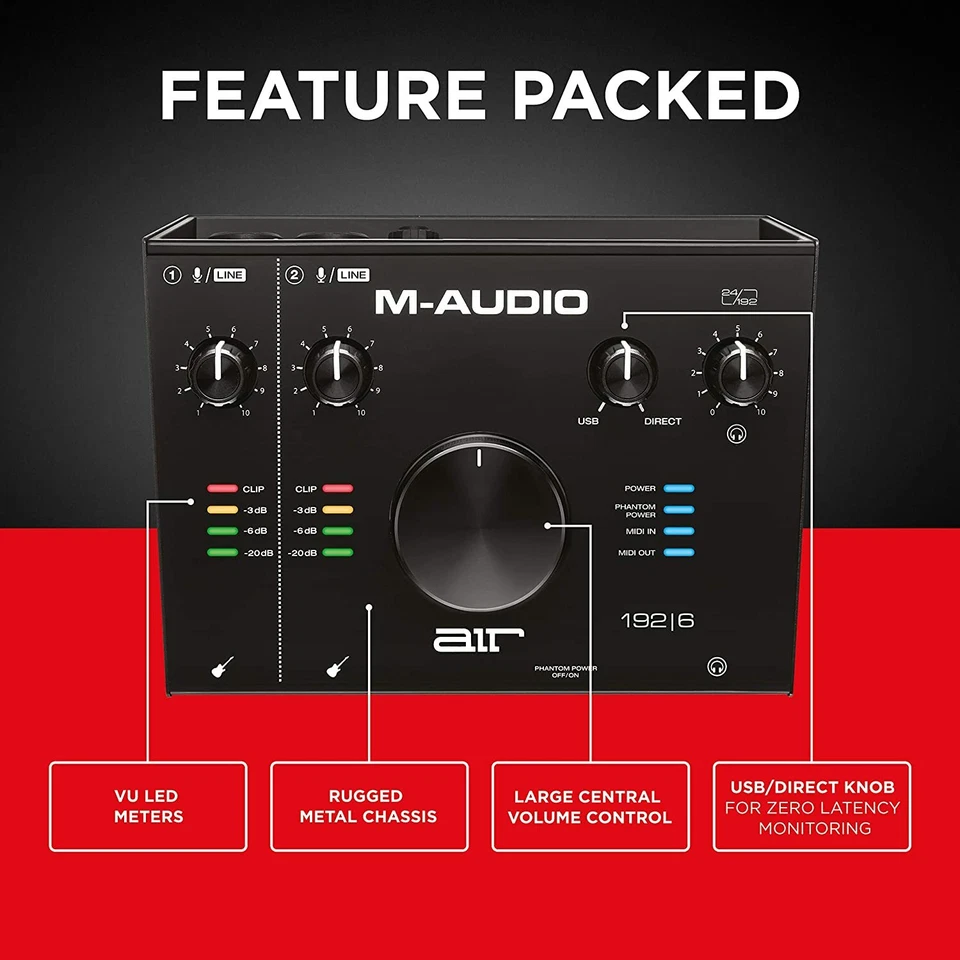 M-AUDIO AIR 192 6 INTERFACCIA AUDIO MIDI USB 2 IN / 2 OUT CON 2 INGRESSI PER MIC - Immagine 3 di 4