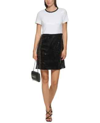 Karl Lagerfeld Paris Sequined Colorblock Sheath Dress  $188 Size S # 12A 2128