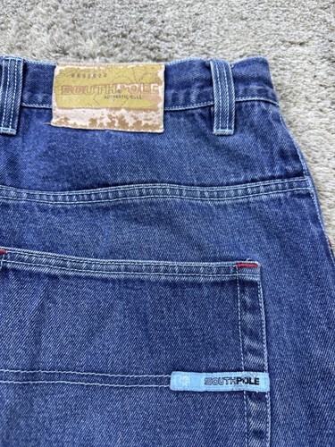 Vtg Southpole Jeans Mens 38 Baggy Loose Wide Embroidered Hip Hop 90s Y2K Skater - Picture 8 of 10