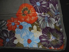 VinTage Albert Nipon Scarf Taupe Grey Orange Purple 29" USA