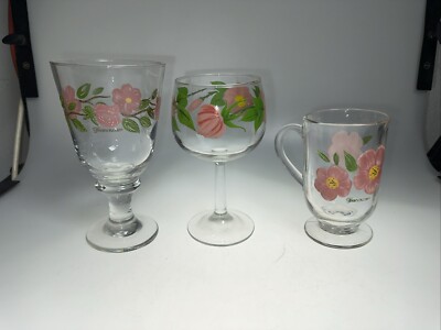 SET OF Vintage Franciscan Desert Rose Wine Glass, Water