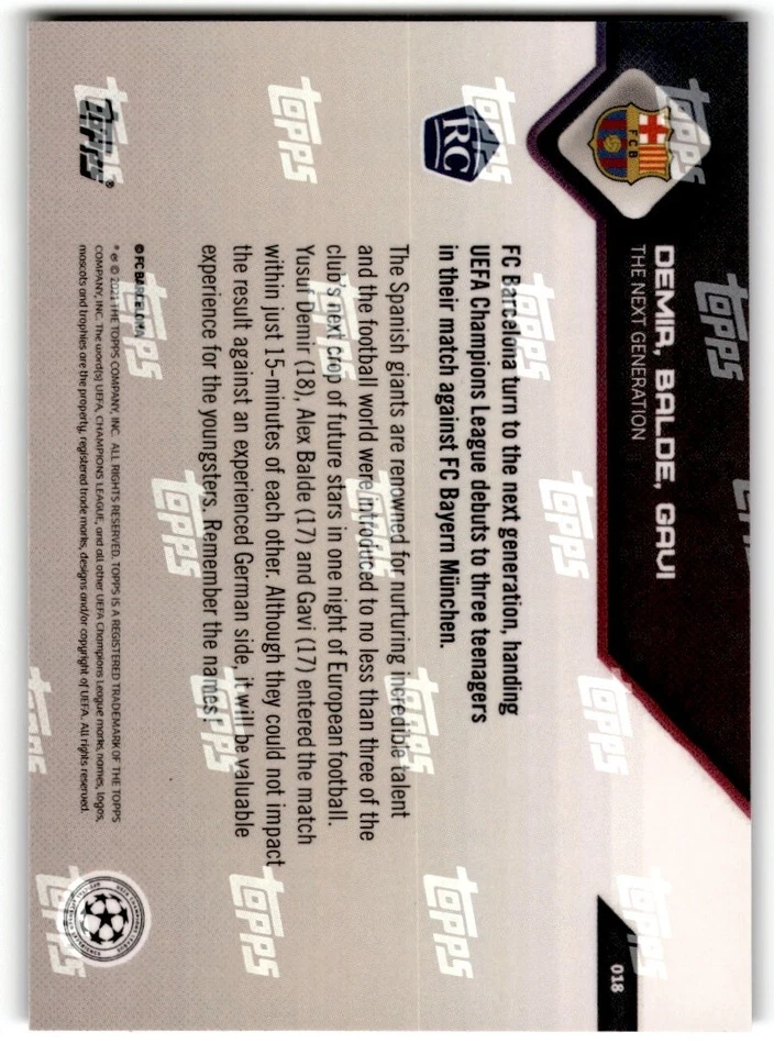 2021 Topps Now Yusuf Demir / Balde / Gavi Rookie #18 - Image 2 of 2