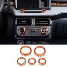 5Pcs/Set Fits 2022-2023 Ford Maverick Orange Center Console Knob Trim Ring Cover