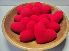 Vintage Red Wool Hearts lot of 10 Bowl Fillers Cottage Farmhouse Tiered Tray