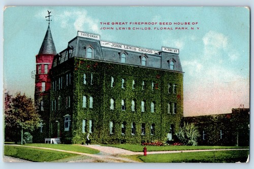 Floral Park New York Postcard Great Fireproof Seed House John Lewis Childs c1910