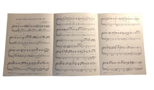 1991 (Everything I Do) I Do It For You Sheet Music By Bryan Adams Vintage - Picture 3 of 5