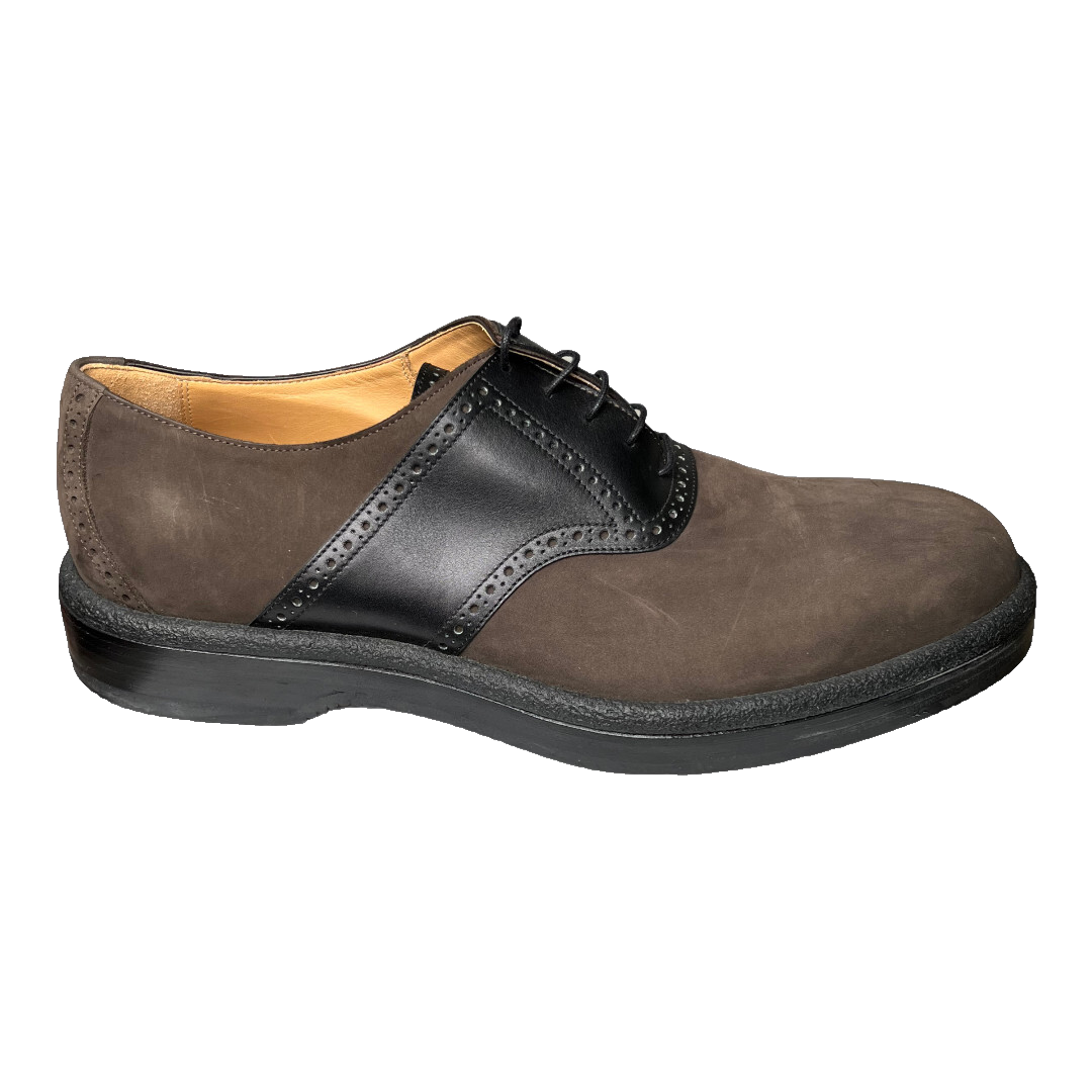 SAOLA Scarpe derby Hermes nuove Max cioccolato nabuk e pelle di vitello taglia EU 44 scatola borse