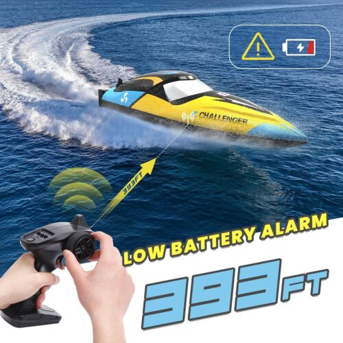 DEERC Brushless RC Boat, 30+ mph Fast Remote Control Boat with LED Lights - Picture 3 of 9