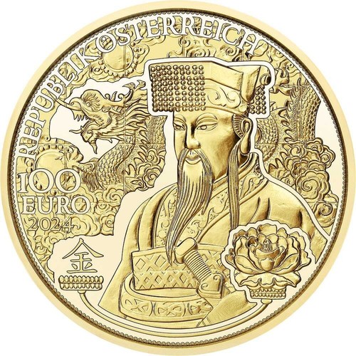 1/2 oz 100€ Österreich Goldmünze Das Gold Chinas - Magie des Goldes 2024 PP