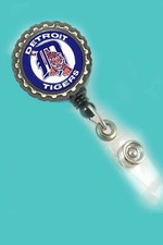 Detroit Tigers work Retractable Badge reel ID Holder baseball nurse Dr RN etc